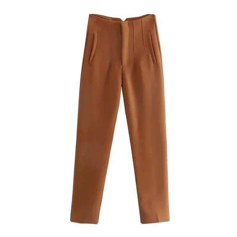 TRAF High Waist Women's Trousers - Office Wear & Casual Style - Buy Center