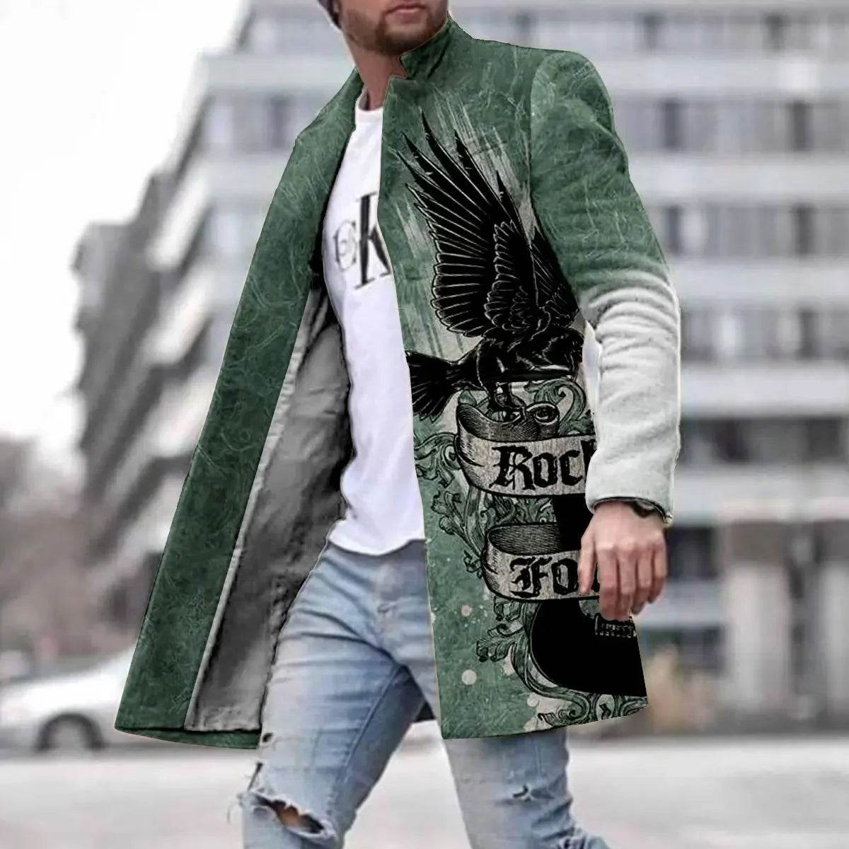 Men's Spring Woolen Trench Coat - Casual Street Style with Pockets - Buy Center