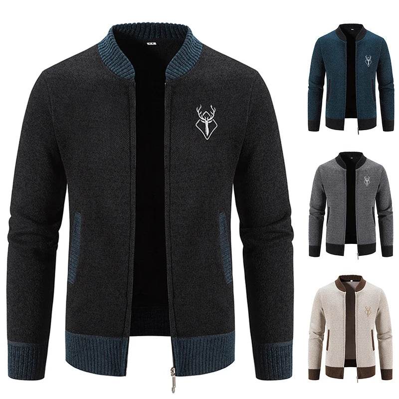 ENWEIGE Men's Knit Sweater Jacket - Casual Cold Weather Y2K Streetwear - Buy Center
