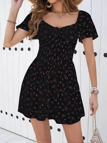 2024 Spring/Summer Floral Beach Dress - Sweetheart Neck, Off Shoulder - Buy Center