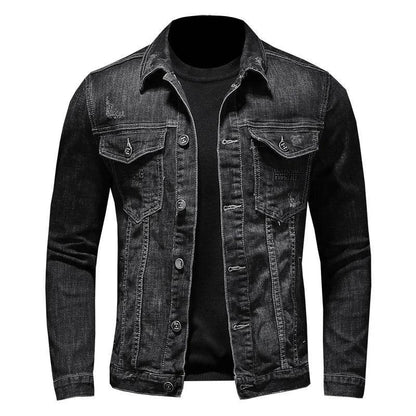 FAVOCENT Men's Denim Biker Jacket - Casual Turn Down Collar Outerwear - Buy Center