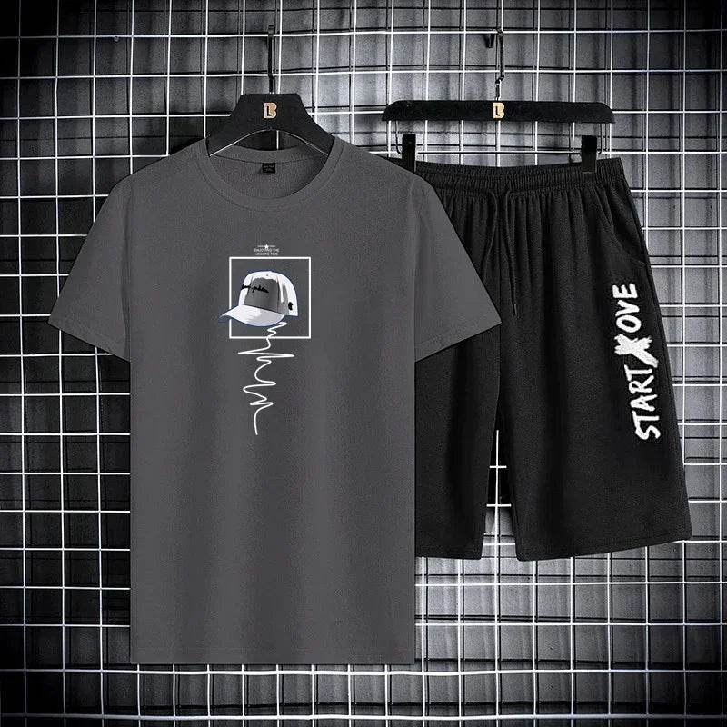 Men's Summer Quick-Drying Casual Tracksuit - Short Sleeve T-Shirt & Shorts - Buy Center