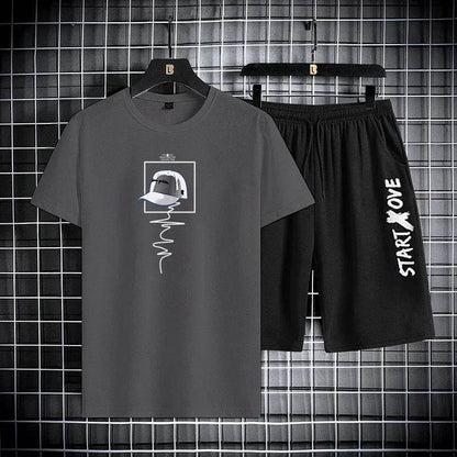Men's Summer Quick-Drying Casual Tracksuit - Short Sleeve T-Shirt & Shorts - Buy Center