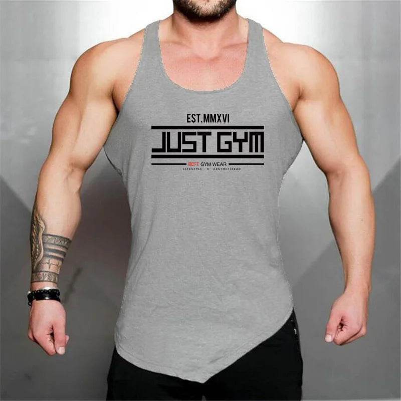 Muscleguys Men's Cotton Gym Tank Top - Breathable Irregular Hem Vest - Buy Center