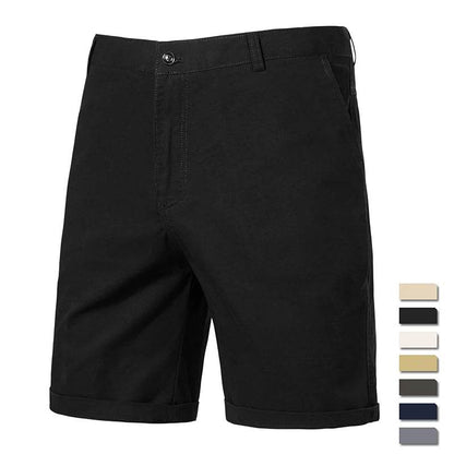 GQXAON Men's Solid Color Cotton Knee Shorts - Casual Bermuda Style - Buy Center