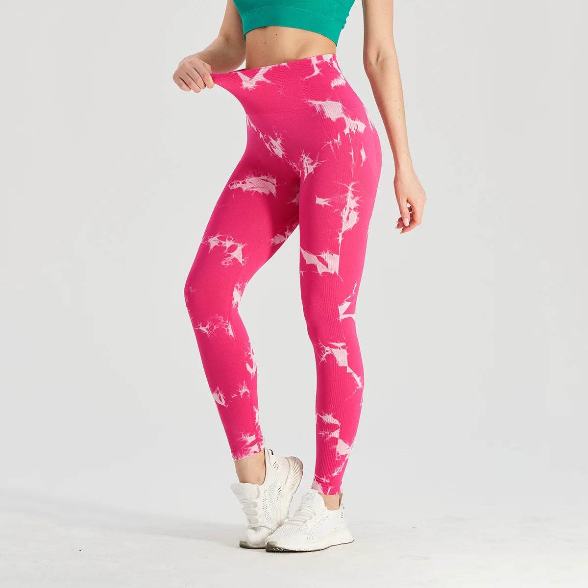 Sexy High Waist Yoga Leggings - Tie-Dye Seamless Fitness Tights - Buy Center