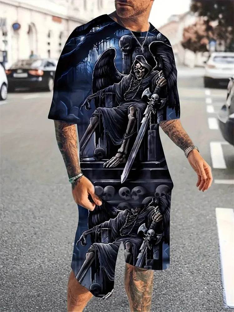 Yeae Plus Size Men's Summer Suit - Short Sleeve, Drawstring Shorts - Buy Center