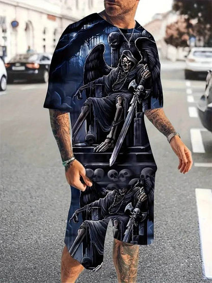 Yeae Plus Size Men's Summer Suit - Short Sleeve, Drawstring Shorts - Buy Center