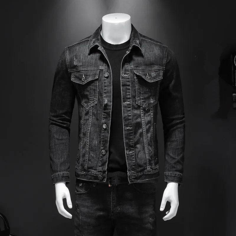 FAVOCENT Men's Denim Biker Jacket - Casual Turn Down Collar Outerwear - Buy Center