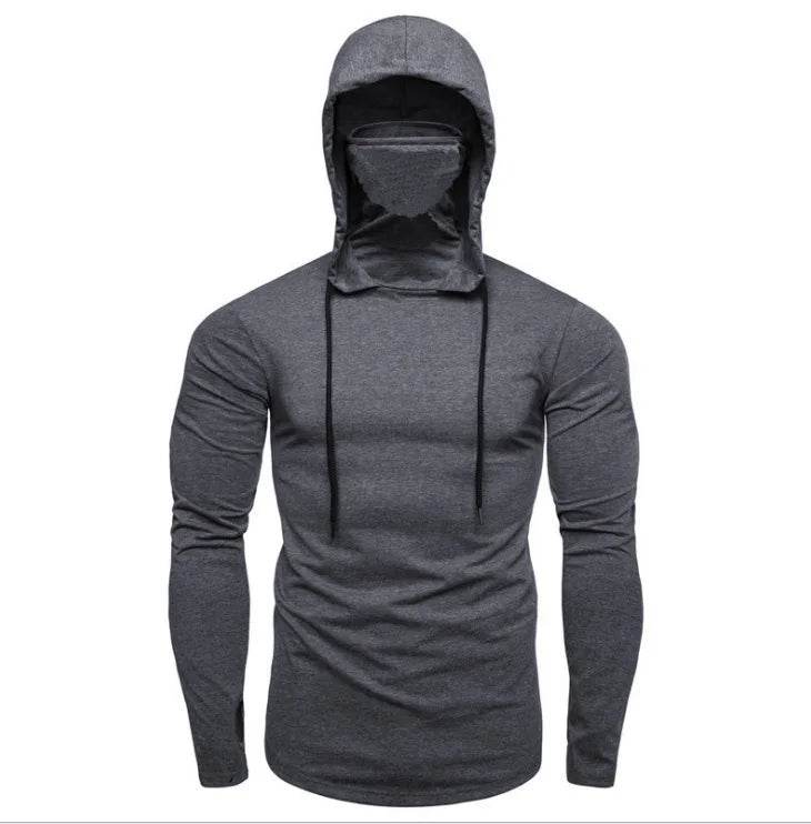 Men's Thin Hoodie with Mask - Short Sleeve Casual Cycling Top - Buy Center