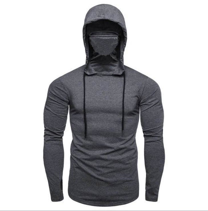 Men's Thin Hoodie with Mask - Short Sleeve Casual Cycling Top - Buy Center