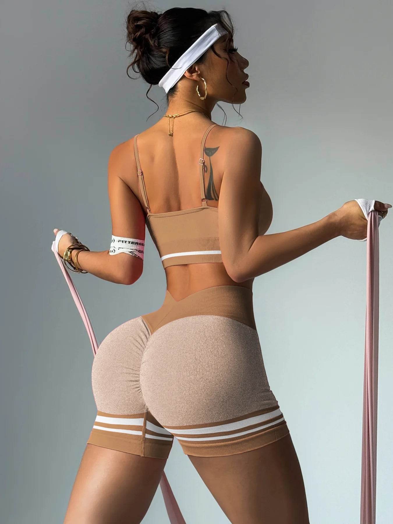 Women’s Outdoor Sports Set - V Back Bra and Shorts for Yoga - Buy Center