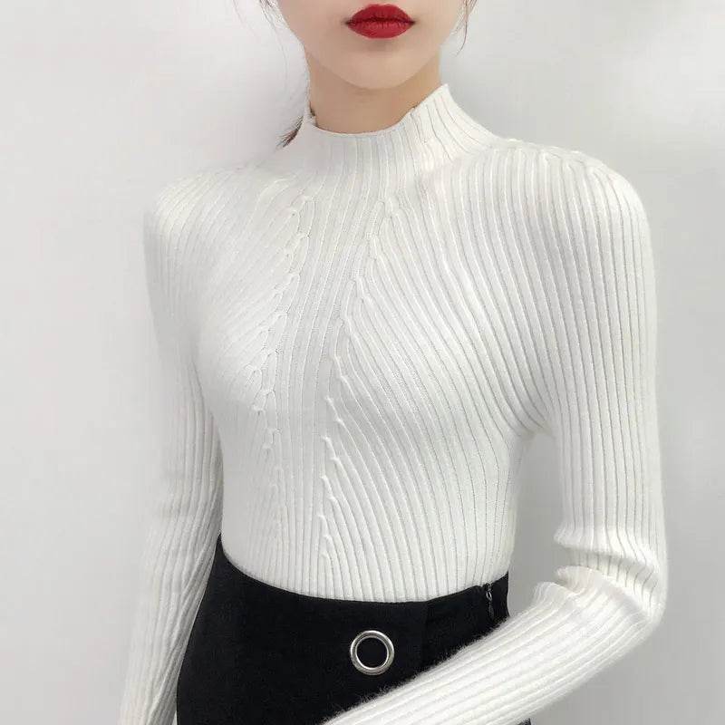 Women’s Slim Turtleneck Sweater - Casual Knit Pullover for Winter - Buy Center