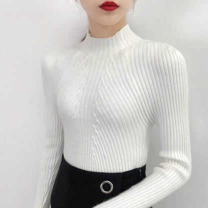 Women’s Slim Turtleneck Sweater - Casual Knit Pullover for Winter - Buy Center