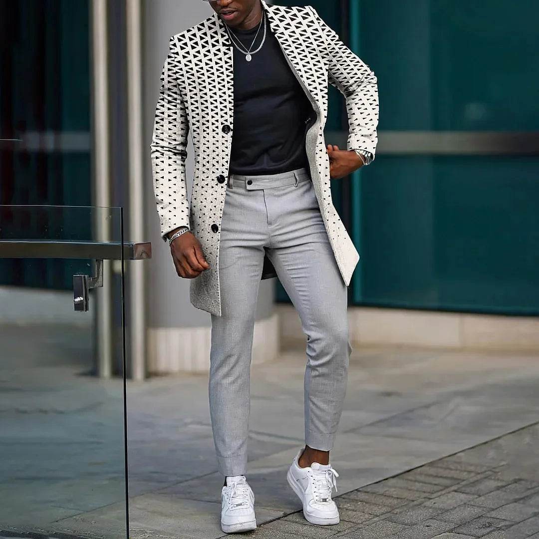 Men's Spring Woolen Trench Coat - Casual Street Style with Pockets - Buy Center