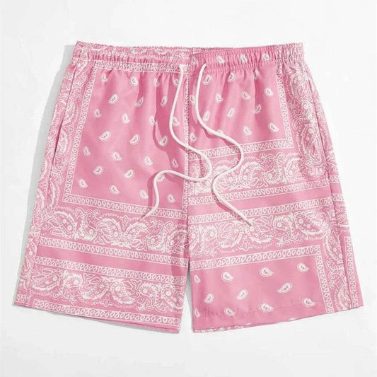 Classic Perris Pattern Beach Shorts for Men - Retro Casual Swim Trunks - Buy Center