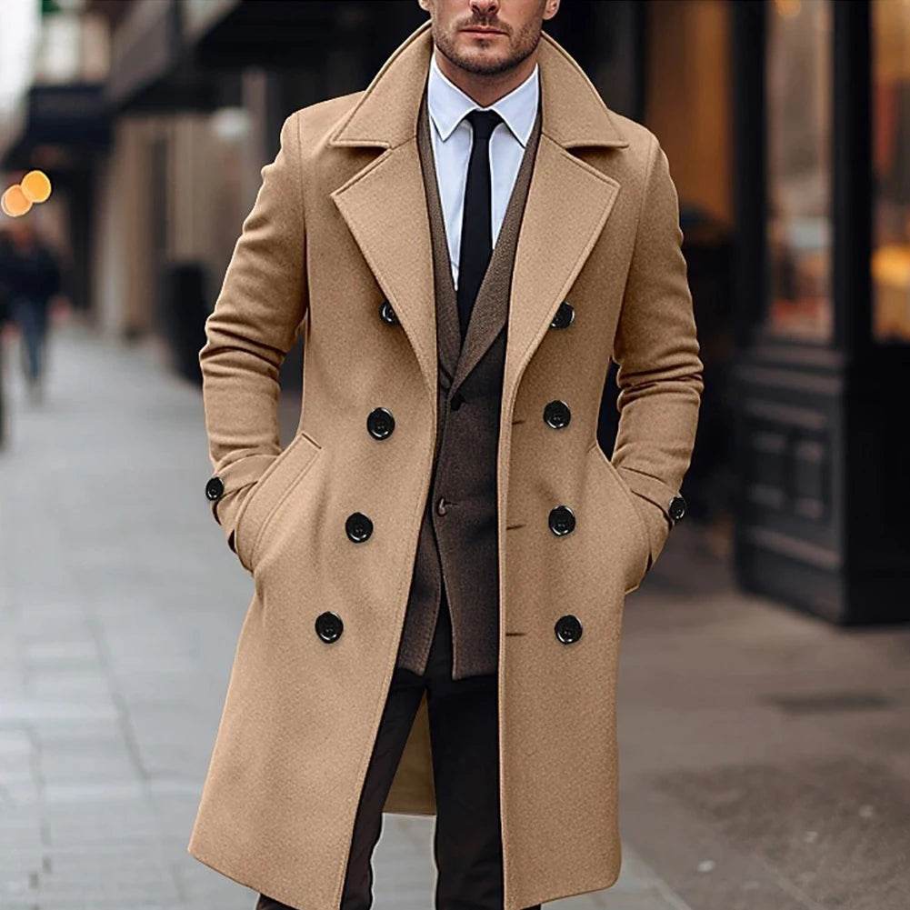 Men's Double Breasted Winter Trench Coat - Warm Business Overcoat - Buy Center