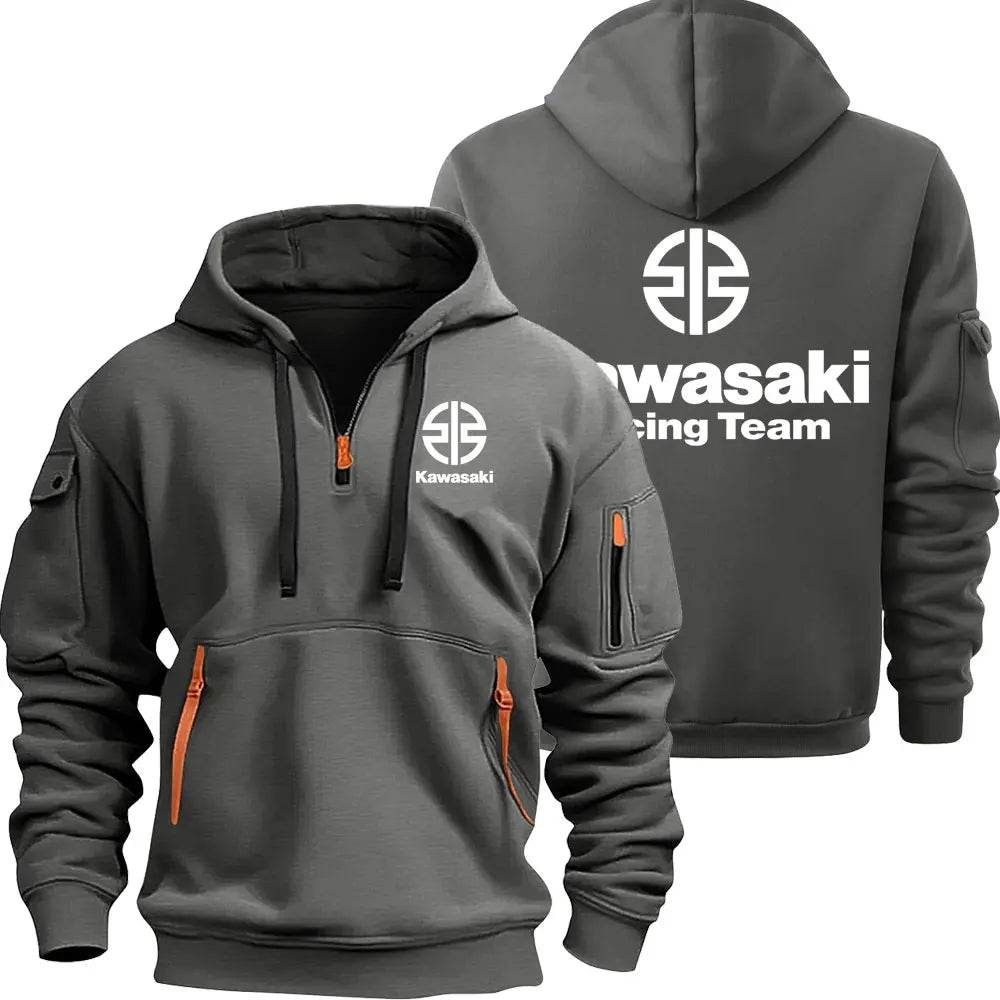 Kawasaki Men's Half Zipper Hoodie - Casual Spring Autumn Pullover - Buy Center