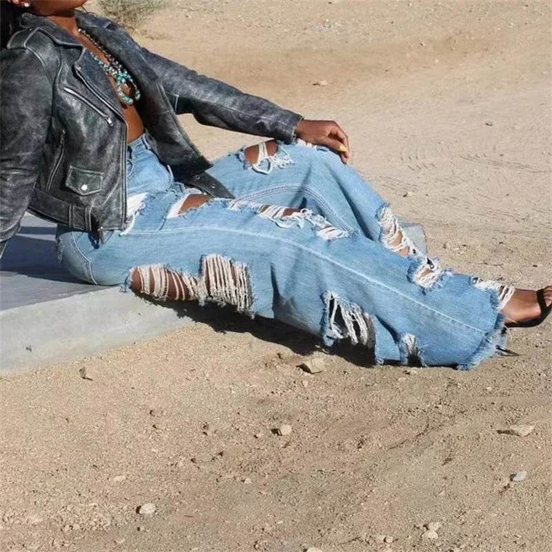 Soniaox Women's High Waist Straight Jeans - Casual Loose Fit Pants - Buy Center