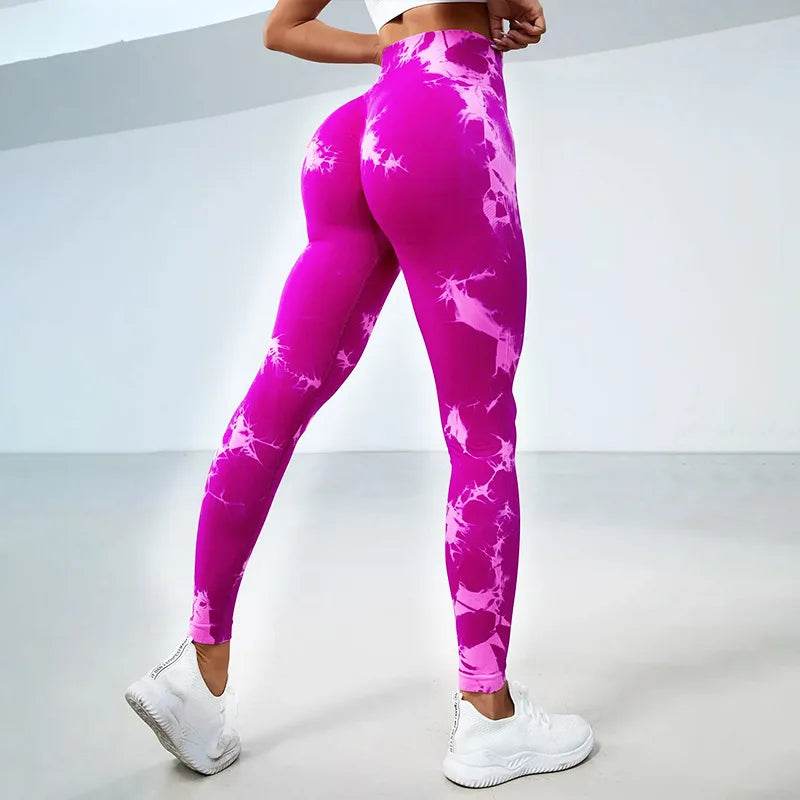 Sexy High Waist Yoga Leggings - Tie-Dye Seamless Fitness Tights - Buy Center