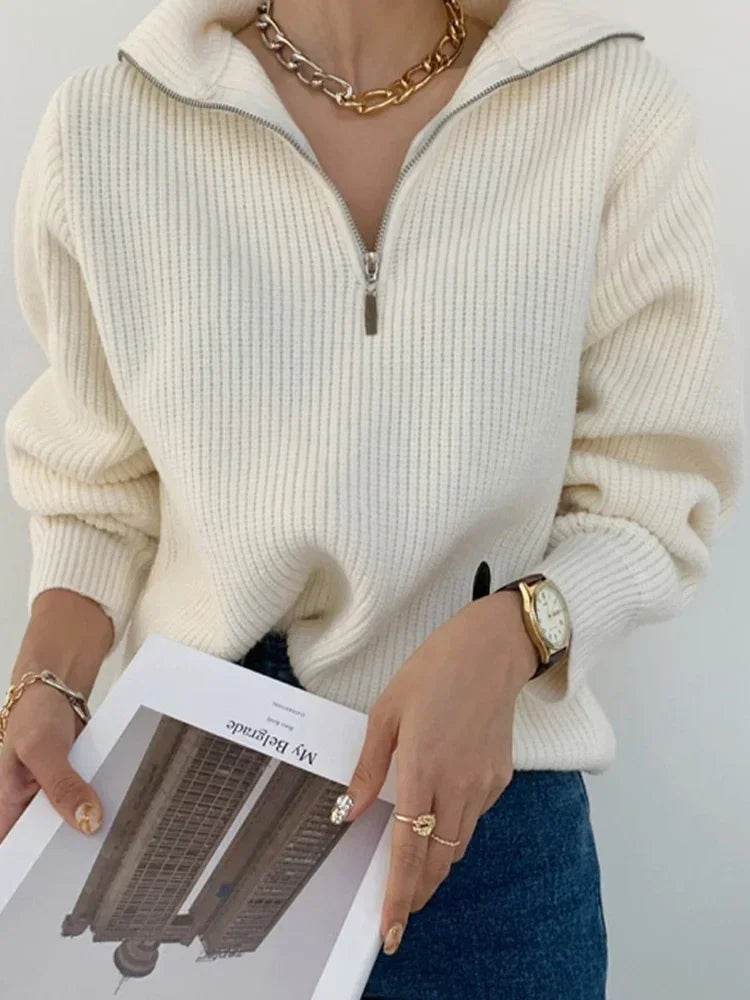 Solid Grey Women’s Turtleneck Sweater - Casual Thick Pullover - Buy Center