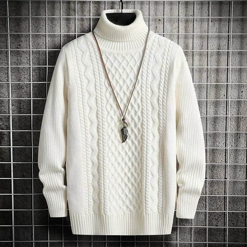 2025 Men's Winter Warm Turtleneck Sweaters Knitted Thick Pullover Casual Sweaters High Neck Knited Solid Color Jumpers for Men - Buy Center