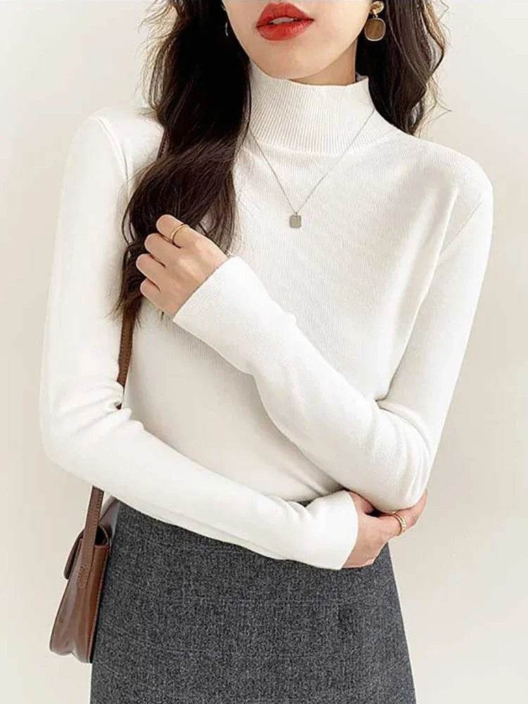 Women's Autumn Winter Turtleneck Sweater - Slim Fit Knitted Top - Buy Center