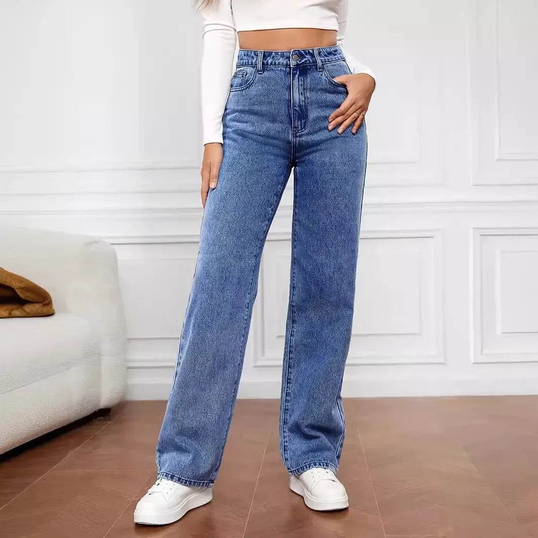 Bree ZEB High Waist Denim Jeans for Women - Casual Loose Fit Trousers - Buy Center