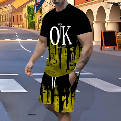 Men's Fast-Drying Sports Suit - 3D Gradual Change Polyester Design - Buy Center