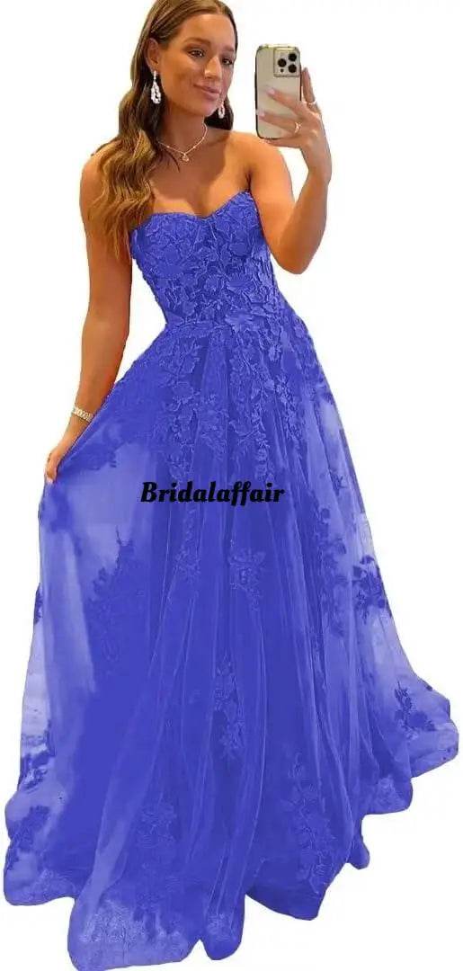 Bridalaffair Orange Lace Appliques A-Line Prom Dress - Sweetheart Neckline - Buy Center