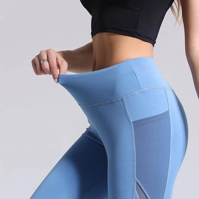 Women's High Waist Yoga Pants - Breathable Mesh Leggings for Fitness - Buy Center