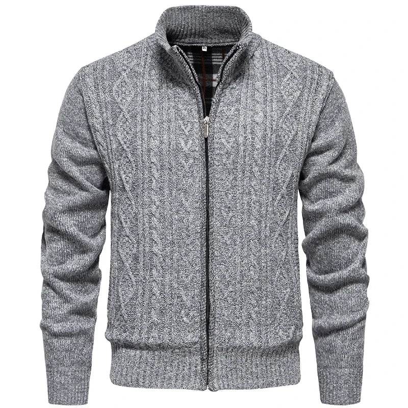 Men’s Cashmere Wool Cardigan - Warm Zipper Stand-Up Collar Sweater - Buy Center