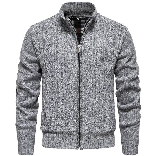 Men’s Cashmere Wool Cardigan - Warm Zipper Stand-Up Collar Sweater - Buy Center