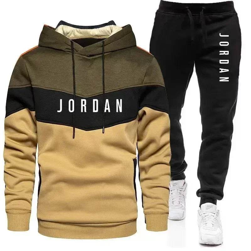 Men's Spliced Casual Hoodie & Pants Set - Spring Autumn Sports Suit - Buy Center