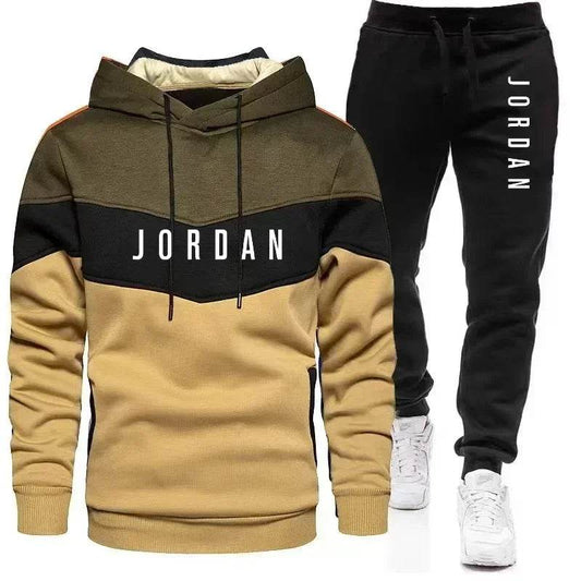 Men's Spliced Casual Hoodie & Pants Set - Spring Autumn Sports Suit - Buy Center