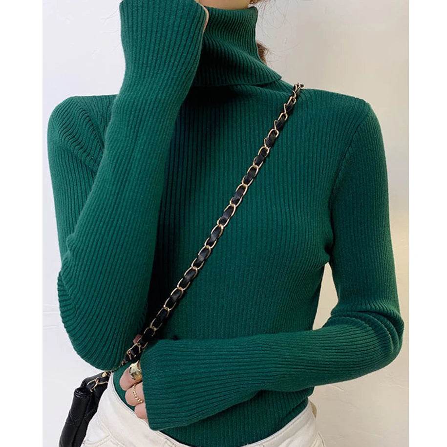 Women's Fall Turtleneck Sweater - Soft Cashmere Knit Pullover - Buy Center