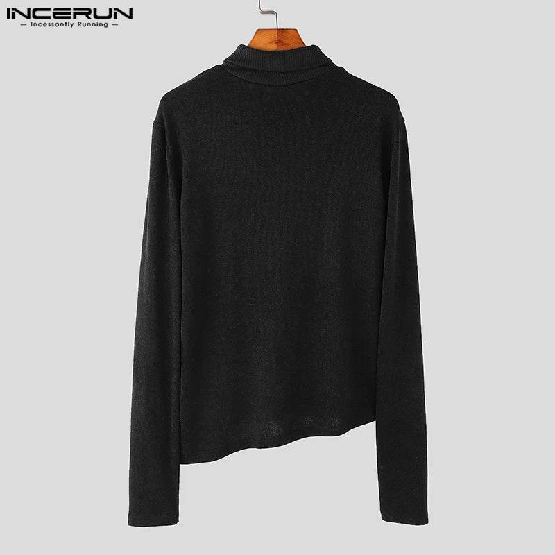 INCERUN 2024 Casual High Neck Sweater - Men's Solid Long Sleeves - Buy Center