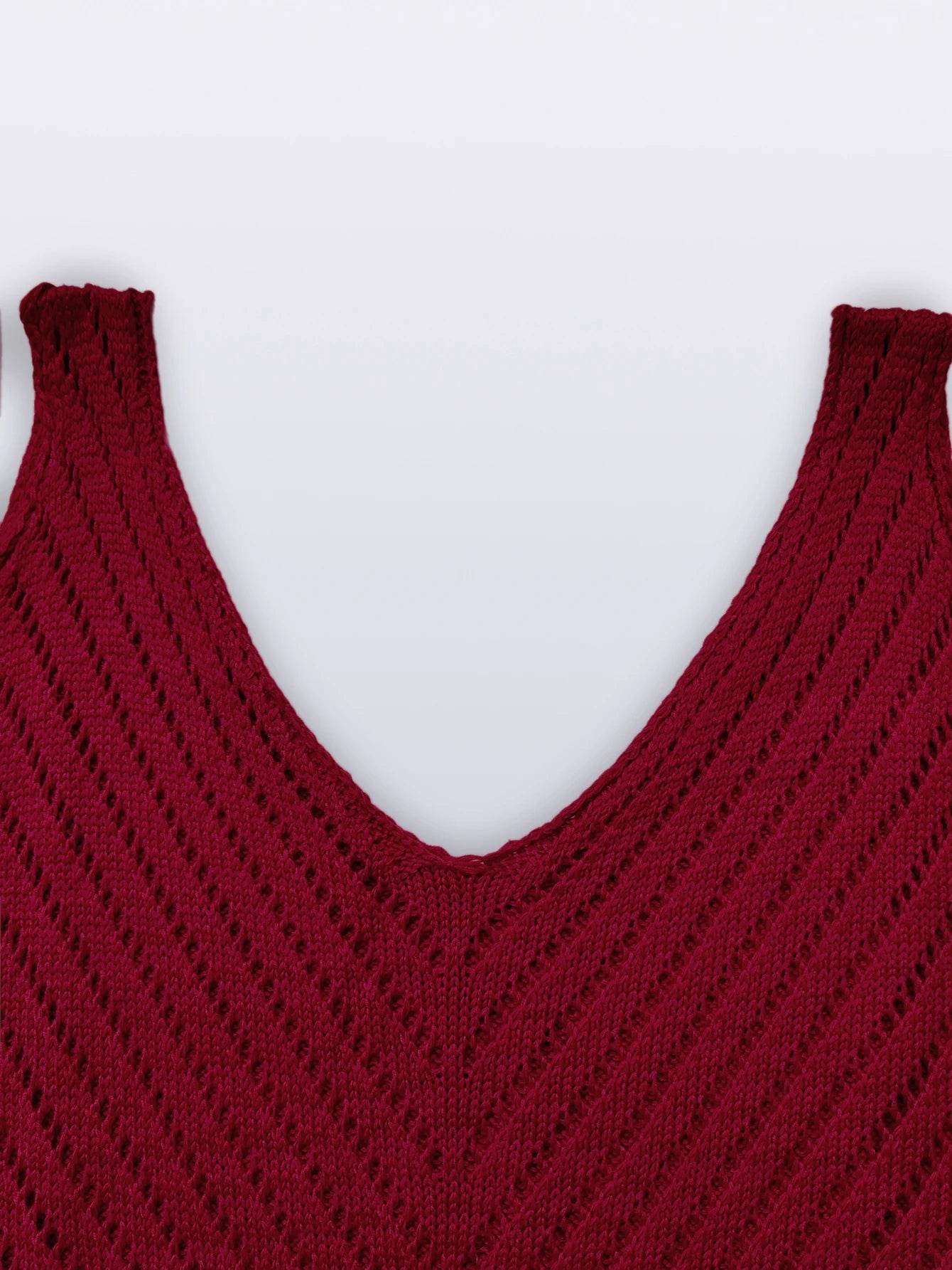 LUSMAY Women's Summer Casual Vest - V-neck Hollow Out Knit Top - Buy Center