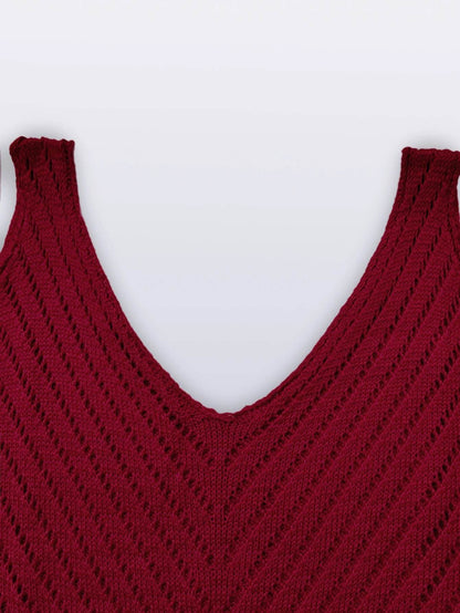 LUSMAY Women's Summer Casual Vest - V-neck Hollow Out Knit Top - Buy Center