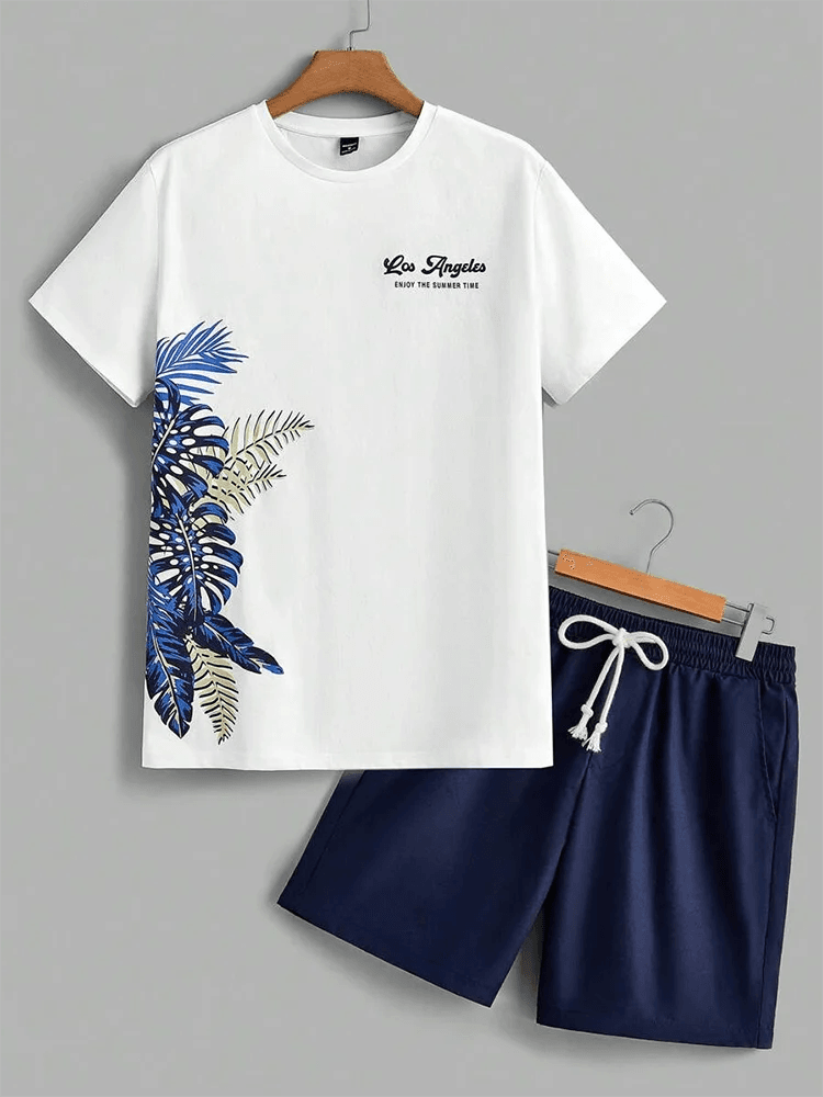 Hawaiian Style Men's T-Shirt & Beach Pants Set - Casual Summer Outfit - Buy Center