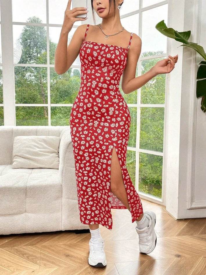 Daisy Leopard Print Maxi Dress - Strapless High Slit for Spring 2025 - Buy Center