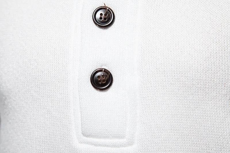 White Turtleneck Button Down Sweater for Men Autumn Winter Long Sleeve Knit Sweater Mens Casual Soft Lightweight Bottoming Shirt - Buy Center