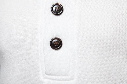 White Turtleneck Button Down Sweater for Men Autumn Winter Long Sleeve Knit Sweater Mens Casual Soft Lightweight Bottoming Shirt - Buy Center