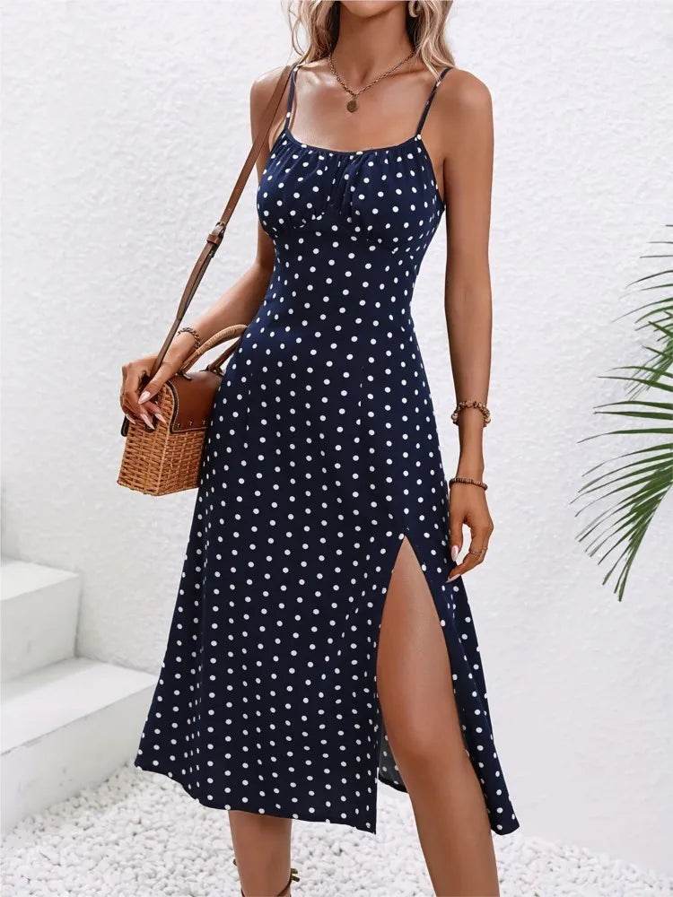 2024 Summer Polka Dot Midi Dress - Sexy Spaghetti Straps for Women - Buy Center