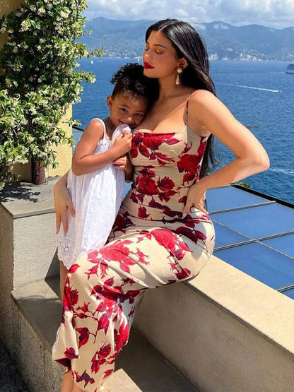 Hugcita Summer Y2K Floral Print Bodycon Midi Dress for Women - Buy Center