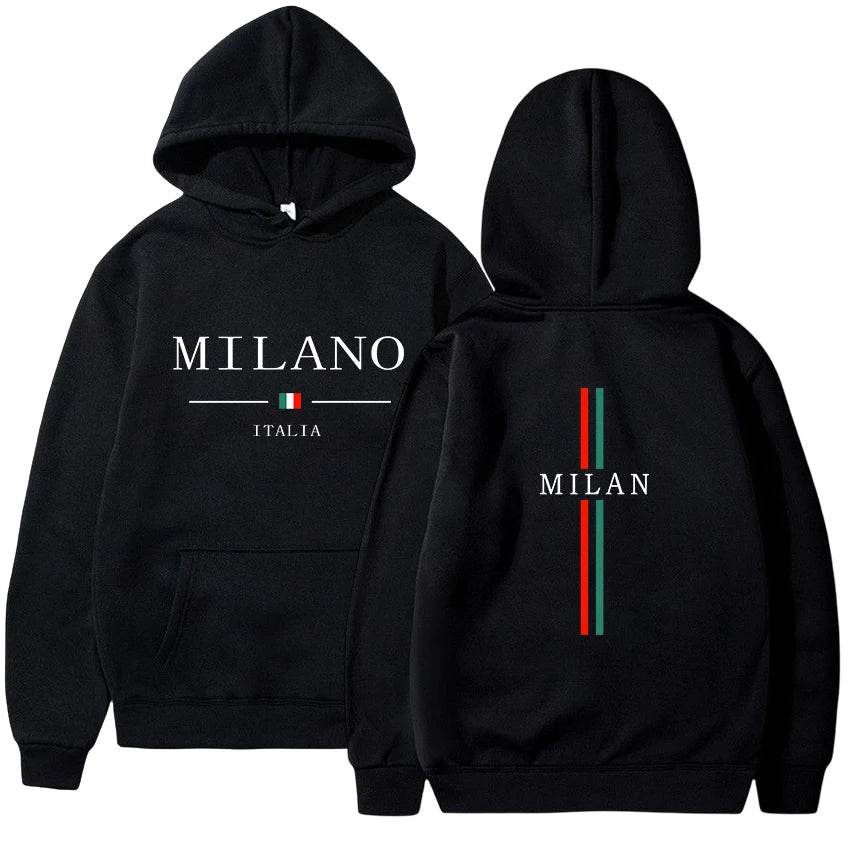 Casual Men's Hoodie Pullover - Milan Print, Versatile High-Quality Sweatshirt - Buy Center