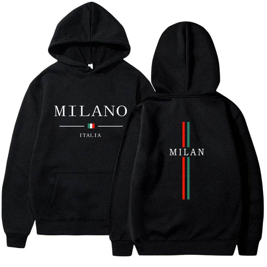 Casual Men's Hoodie Pullover - Milan Print, Versatile High-Quality Sweatshirt - Buy Center