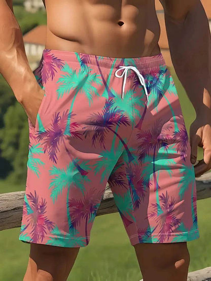 Men’s 3D Palm Tree Print Beach Shorts - Stylish Summer Trunks - Buy Center