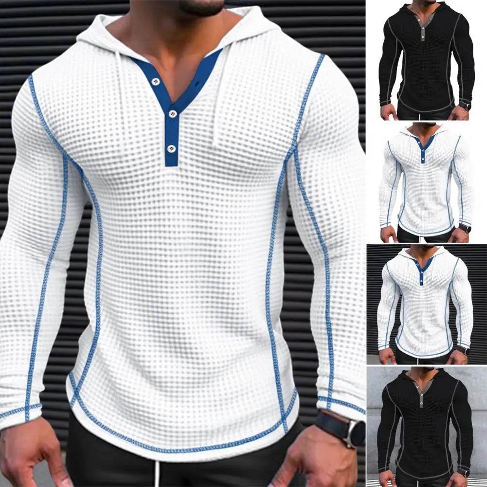 Stylish Men's Waffle Fabric Hoodie - Breathable Slim Fit Design - Buy Center