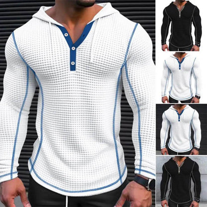 Stylish Men's Waffle Fabric Hoodie - Breathable Slim Fit Design - Buy Center